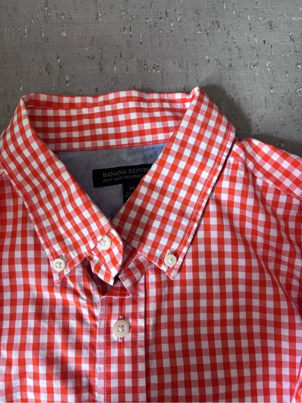 Banana Republic Orange Gingham Button-Down Shirt
